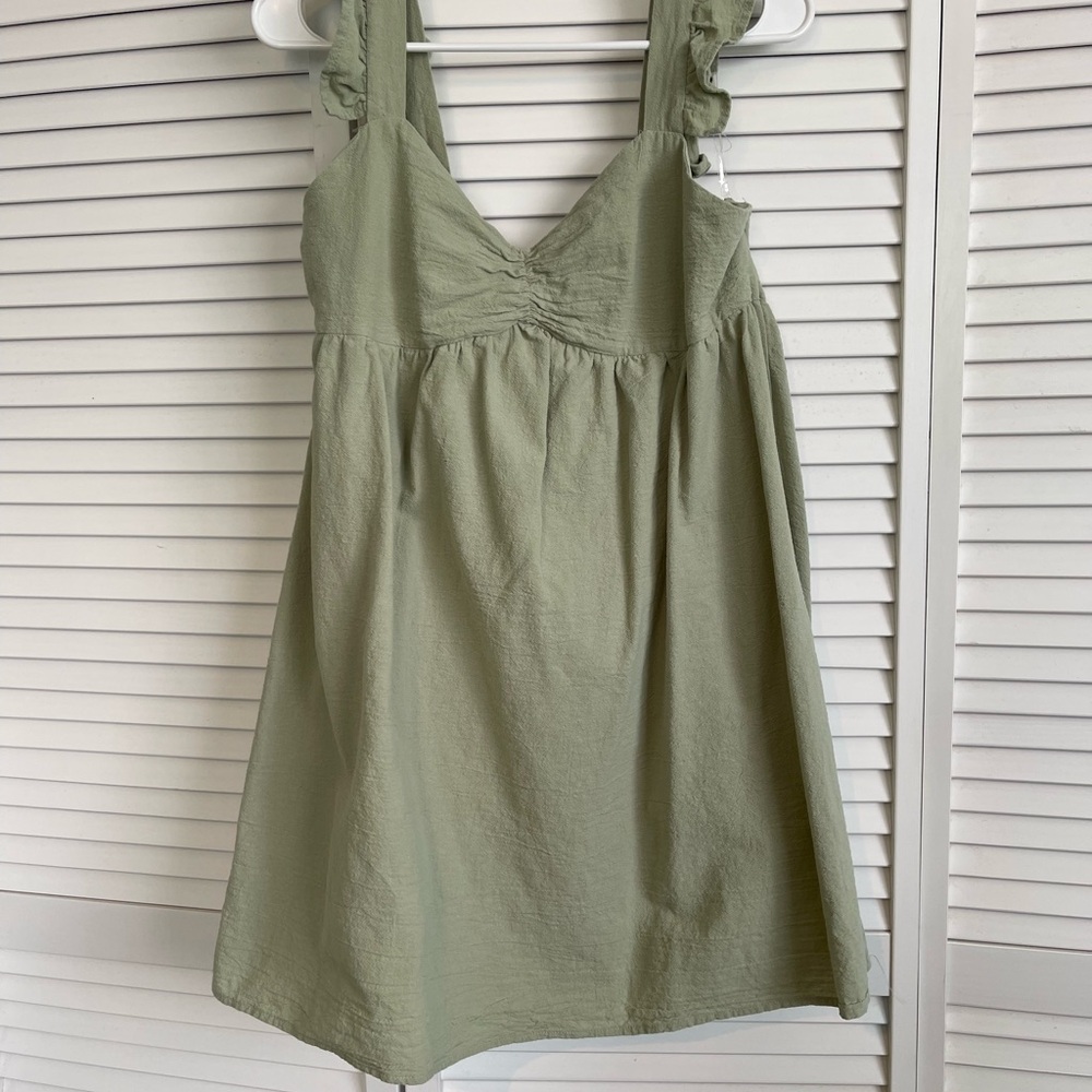 Ruched Front Babydoll Dress - SAGE